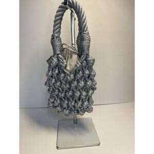 H&M Silver Metallic Rope Knot Shoulder Bag – Unique Woven Design